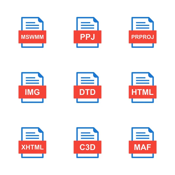 Ensemble Icônes Formats Fichiers — Image vectorielle