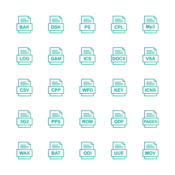 Ensemble Icônes Formats Fichiers — Image vectorielle