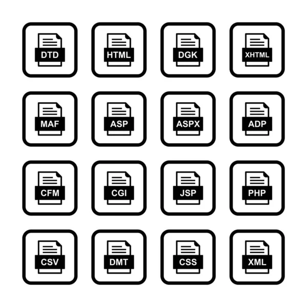 Ensemble Icônes Formats Fichiers — Image vectorielle