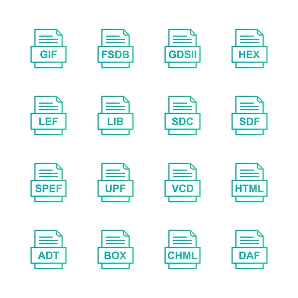 Ensemble Icônes Formats Fichiers — Image vectorielle