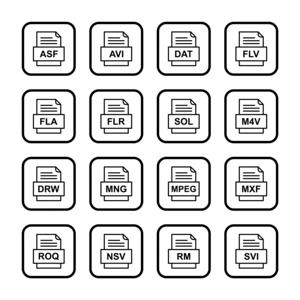 Set Von Symbolen Für Dateiformate — Stockvektor