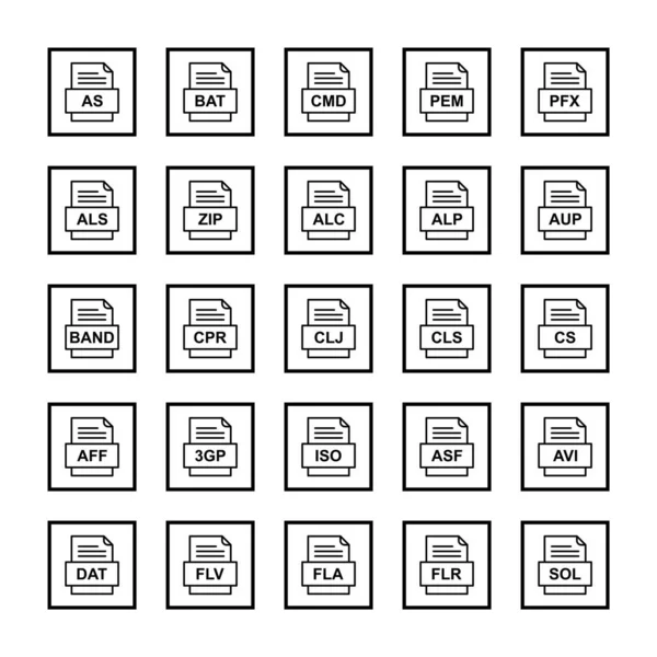 Set Von Symbolen Für Dateiformate — Stockvektor