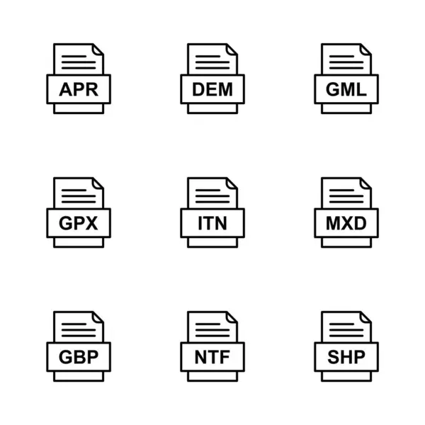 Set Van Bestandsformaten Pictogrammen — Stockvector