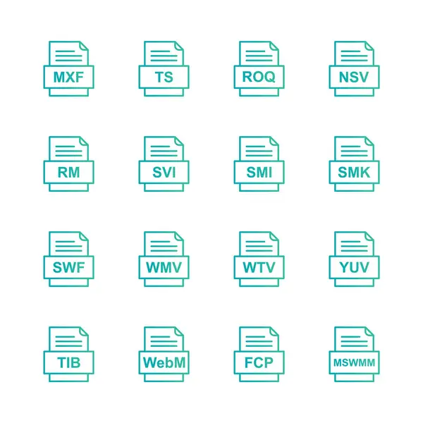 Set Icone Formati File — Vettoriale Stock