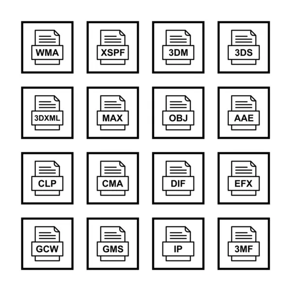 Set Icone Formati File — Vettoriale Stock