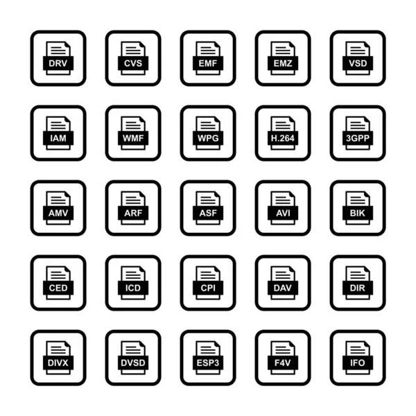 Ensemble Icônes Formats Fichiers — Image vectorielle