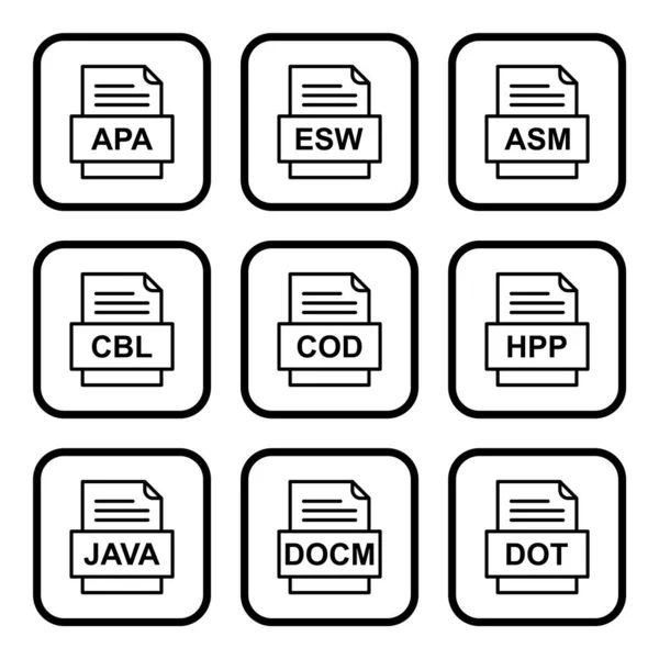 Conjunto Ícones Formatos Arquivo — Vetor de Stock