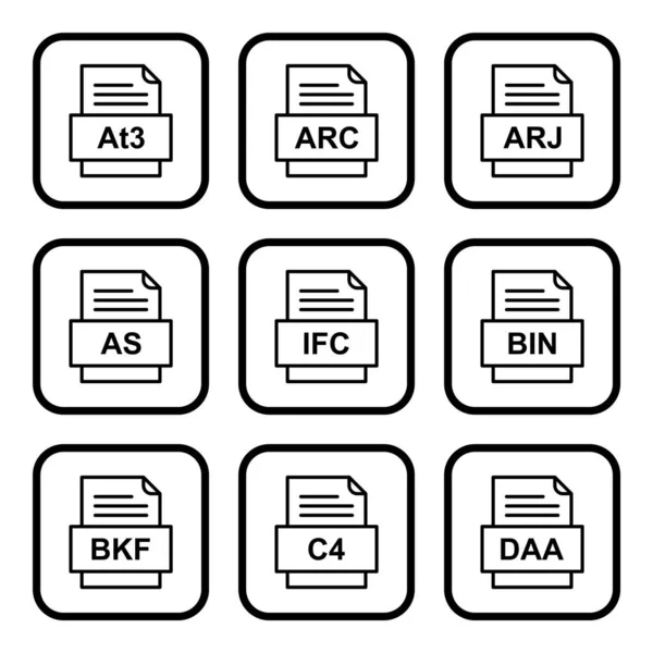 Set Von Symbolen Für Dateiformate — Stockvektor