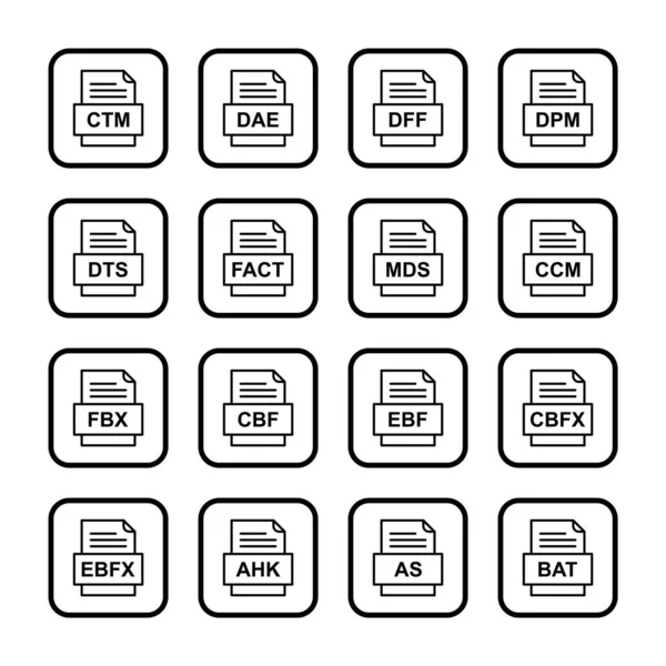 Set File Formats Icons — Stock Vector