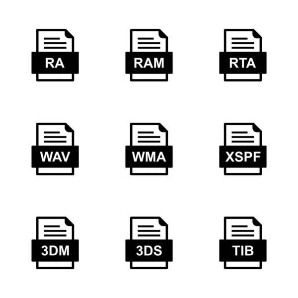 Ensemble Icônes Formats Fichiers — Image vectorielle