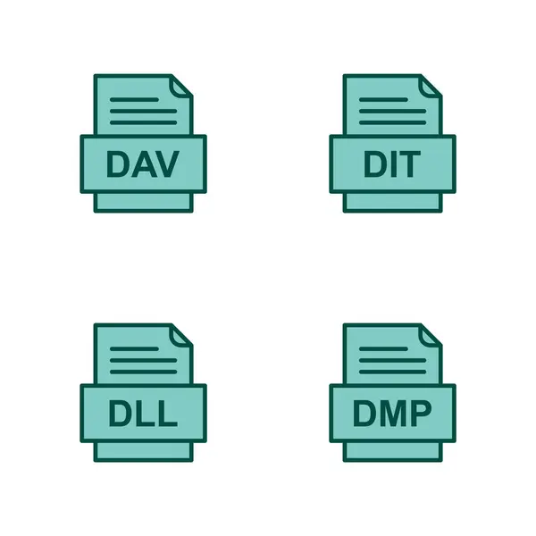 Set Von Symbolen Für Dateiformate — Stockvektor