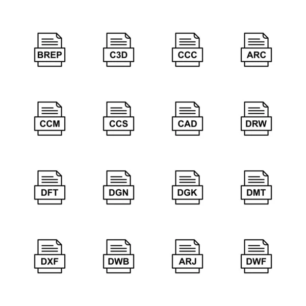 Set Pictograme Formate Fișiere — Vector de stoc