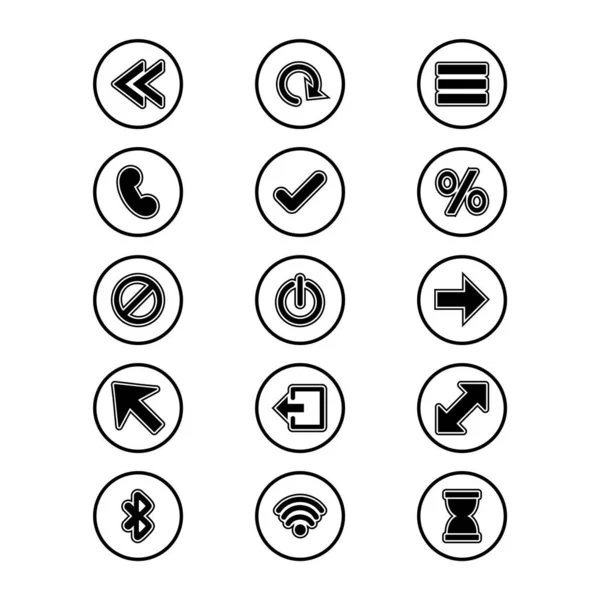 Ensemble Icônes Web Symboles Applications Mobiles — Image vectorielle