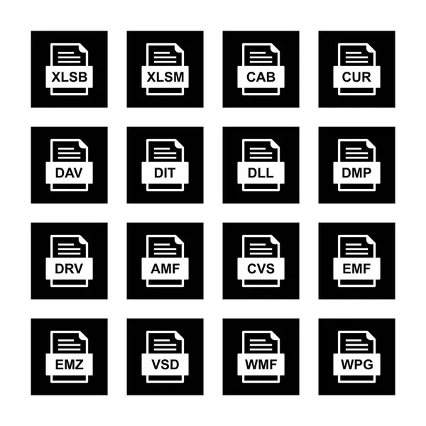 Set Van Bestandsformaten Pictogrammen — Stockvector