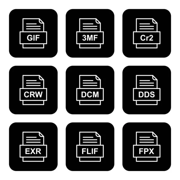 Set File Formats Icons — Stock Vector