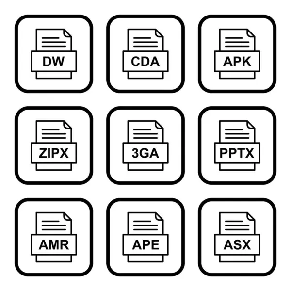 Conjunto Iconos Formatos Archivo — Archivo Imágenes Vectoriales