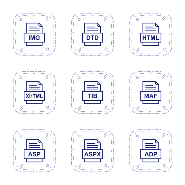 Set Von Symbolen Für Dateiformate — Stockvektor