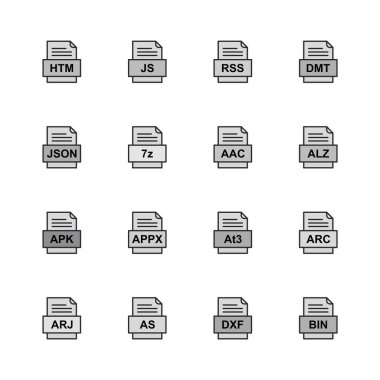 9 dosya biçimi simgesi kümesi