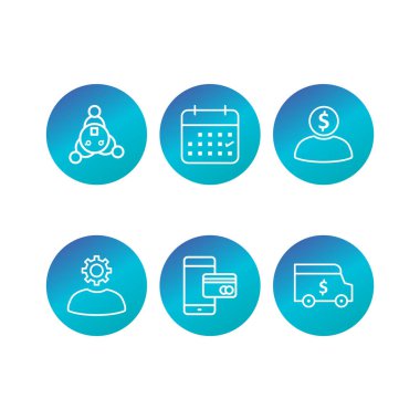 6 Bankacılık Simgesi Beyaz Arkaplanda İzole Edildi...