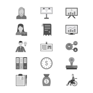 Beyaz Arkaplanda İzole Edilmiş 15 İş Simgesi Sayfası...