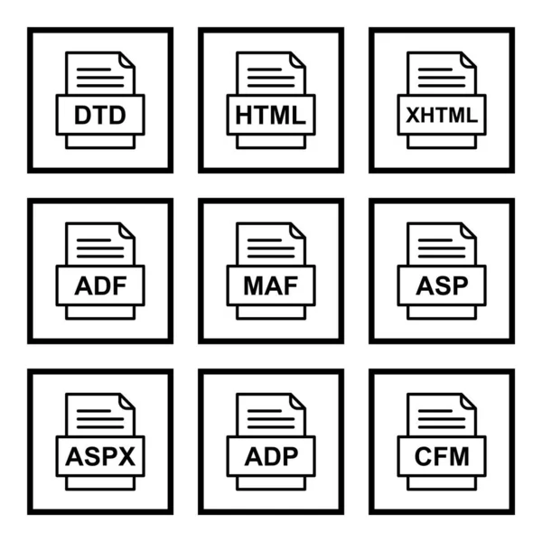 Conjunto Ícones Formatos Arquivo — Vetor de Stock