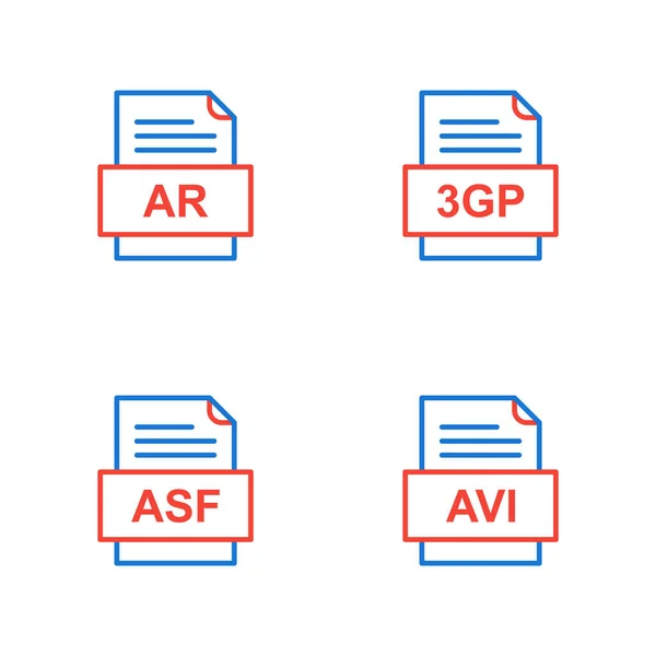 Set Icone Formati File — Vettoriale Stock