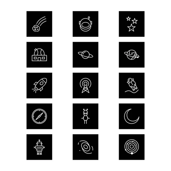 Conjunto Iconos Astronomía Para Uso Personal Comercial — Vector de stock