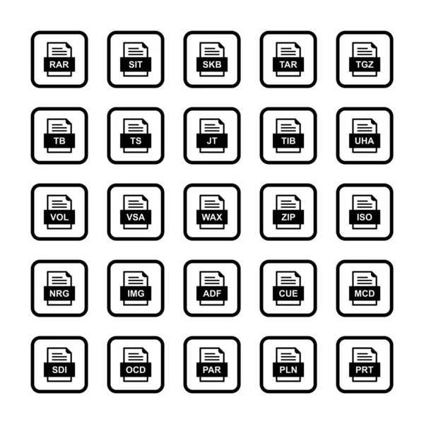 Ensemble Icônes Formats Fichiers — Image vectorielle