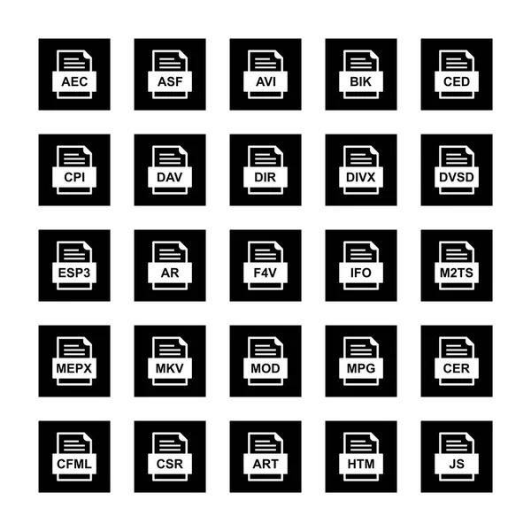 Ensemble Icônes Formats Fichiers — Image vectorielle
