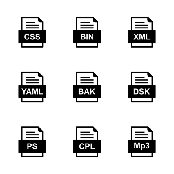 Set Von Symbolen Für Dateiformate — Stockvektor