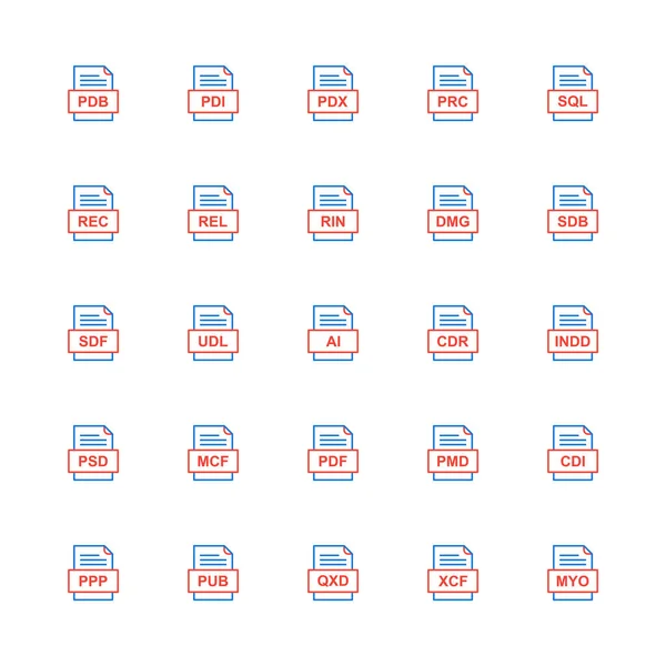 Set Von Symbolen Für Dateiformate — Stockvektor
