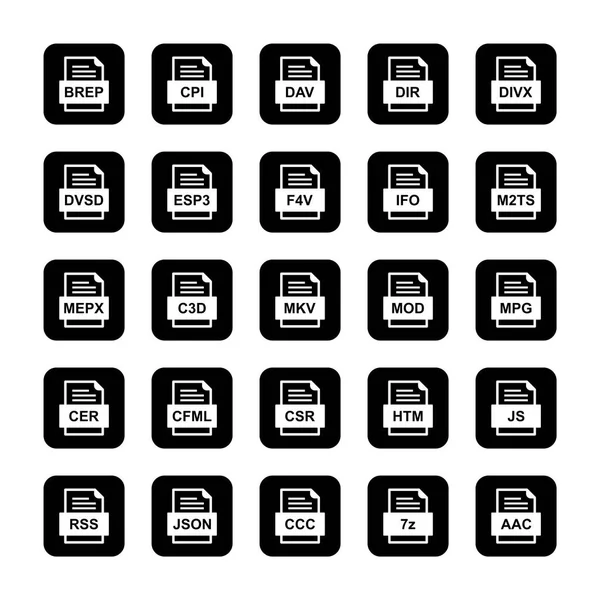 Set Von Symbolen Für Dateiformate — Stockvektor