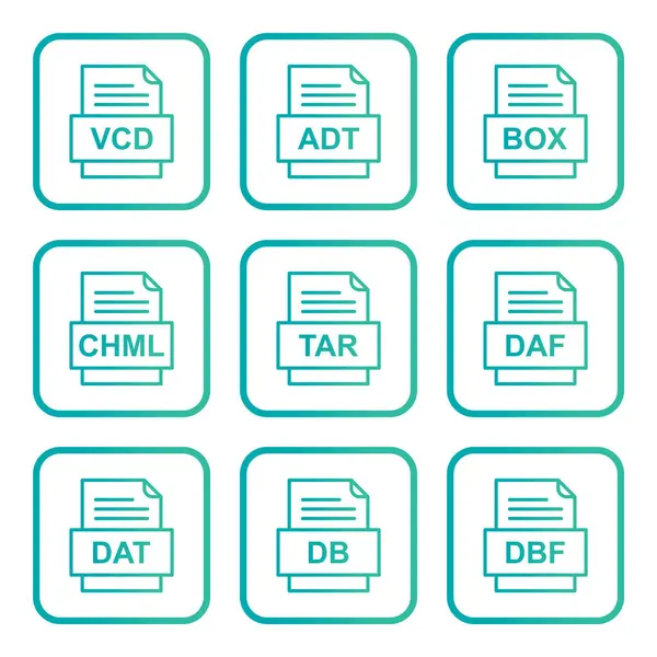 Набор Форматов Файлов Иконки — стоковый вектор