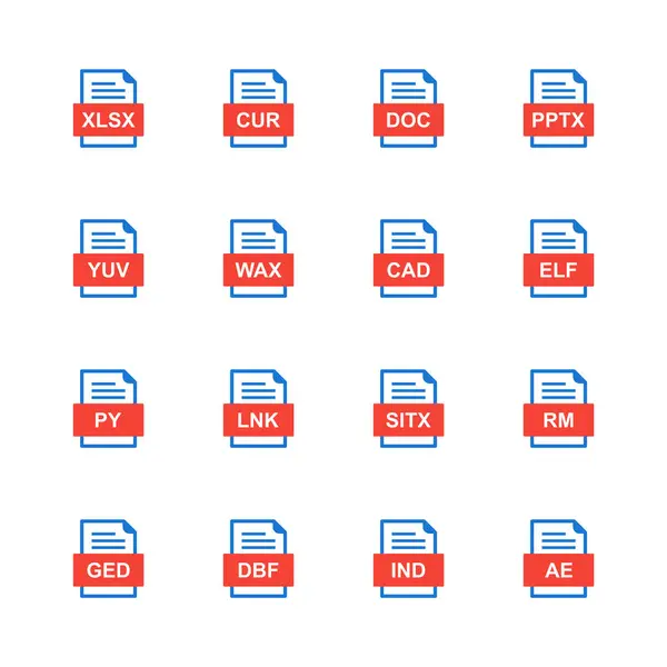Set Von Symbolen Für Dateiformate — Stockvektor