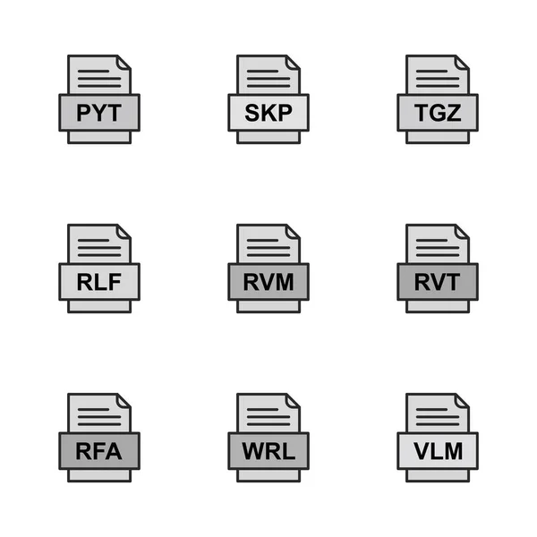 Set Von Symbolen Für Dateiformate — Stockvektor