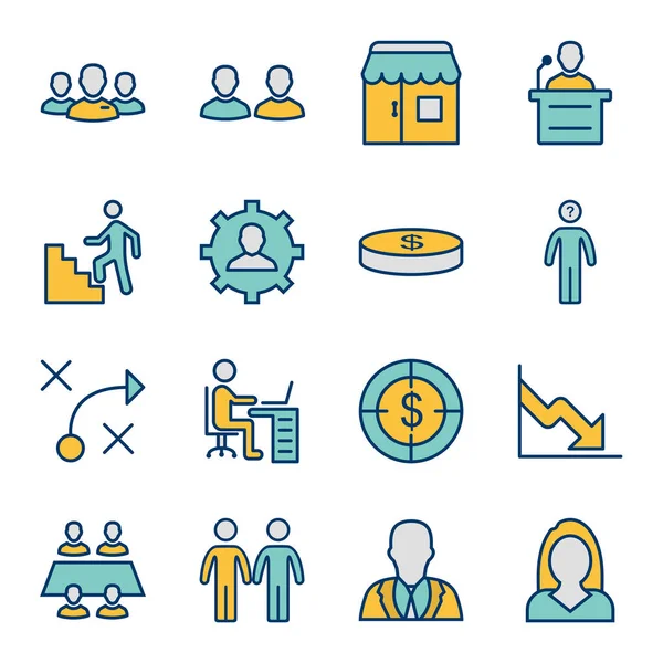 Beyaz Arkaplanda 16 iş simgesi izole edildi...