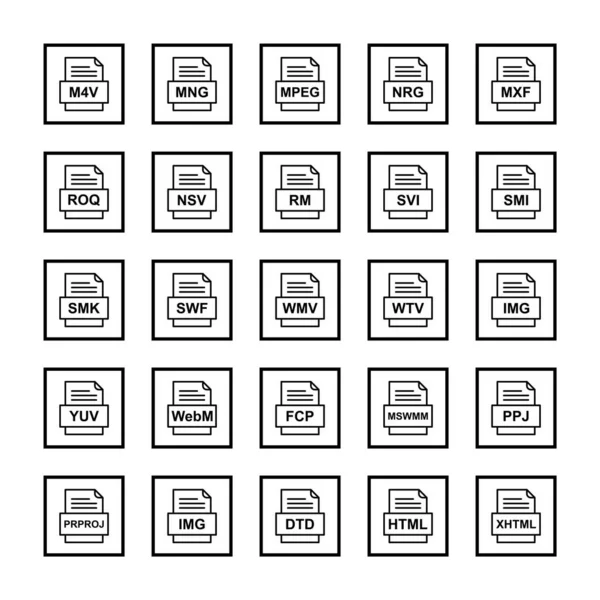 Set Von Symbolen Für Dateiformate — Stockvektor