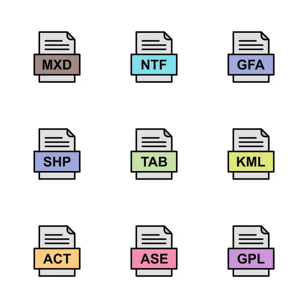 Set Van Bestandsformaten Pictogrammen — Stockvector