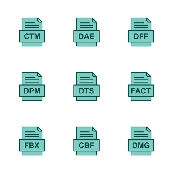 Ensemble Icônes Formats Fichiers — Image vectorielle