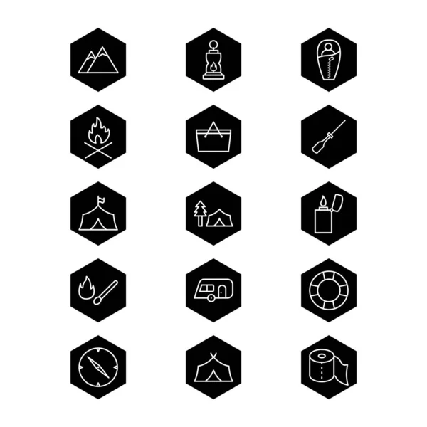 Icon Set Von Camping Für Den Persönlichen Und Kommerziellen Gebrauch — Stockvektor