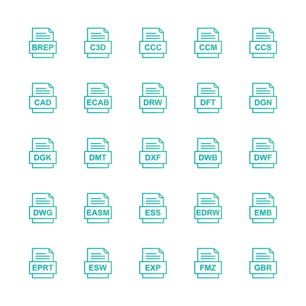 Ensemble Icônes Formats Fichiers — Image vectorielle