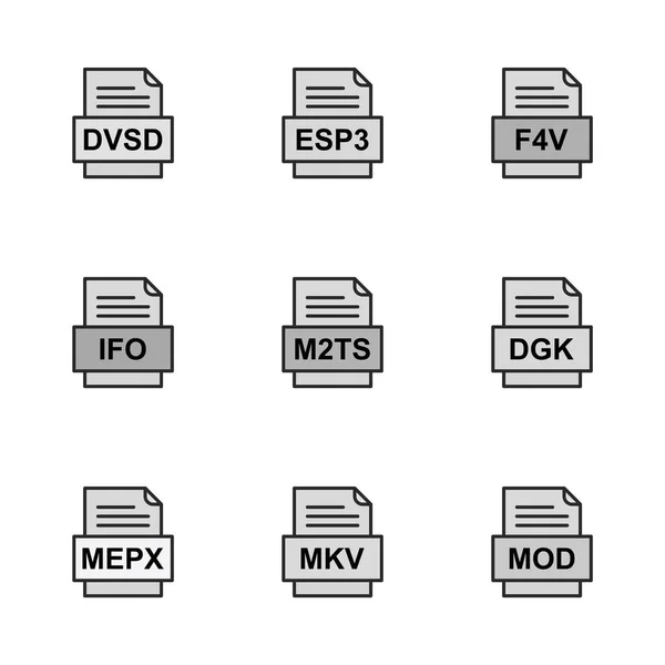 Conjunto Ícones Formatos Arquivo — Vetor de Stock