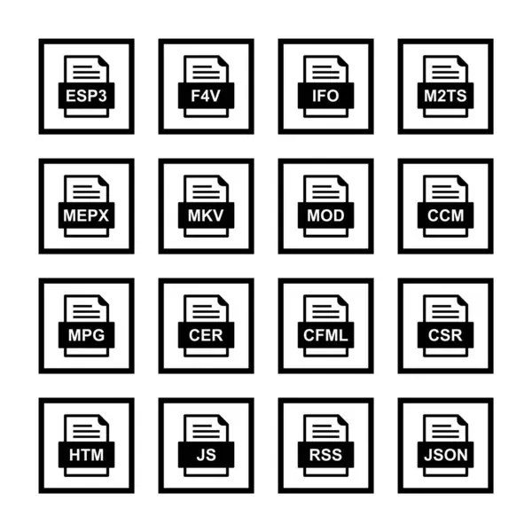 Ensemble Icônes Formats Fichiers — Image vectorielle