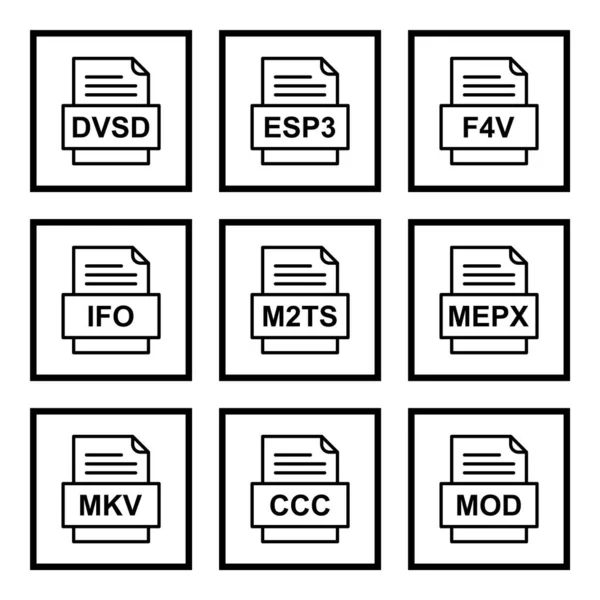 Ensemble Icônes Formats Fichiers — Image vectorielle