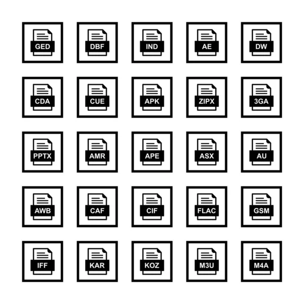 Набор Форматов Файлов Иконки — стоковый вектор