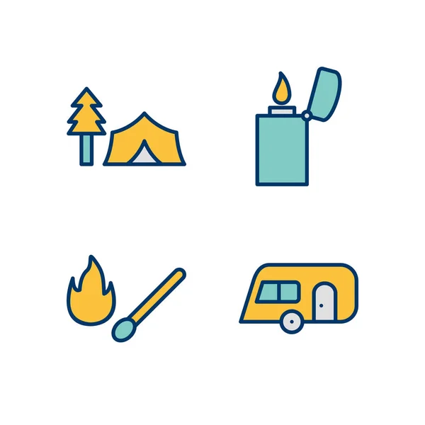 Ensemble Icônes Camping Pour Usage Personnel Commercial — Image vectorielle