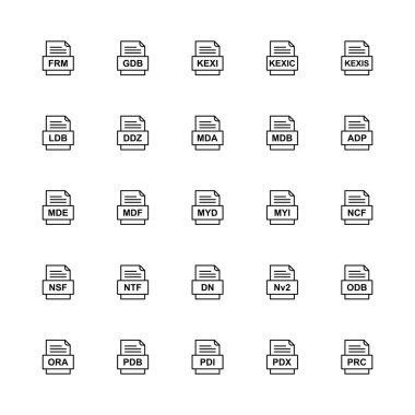 25 dosya biçimi simgesi kümesi