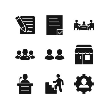 9 İş Simgesi Sayfası Beyaz Arkaplanda İzole Edildi...