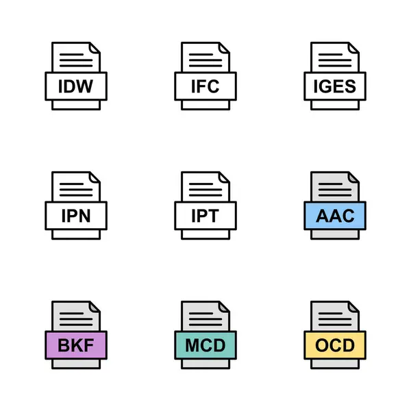 Conjunto Iconos Formatos Archivo — Archivo Imágenes Vectoriales