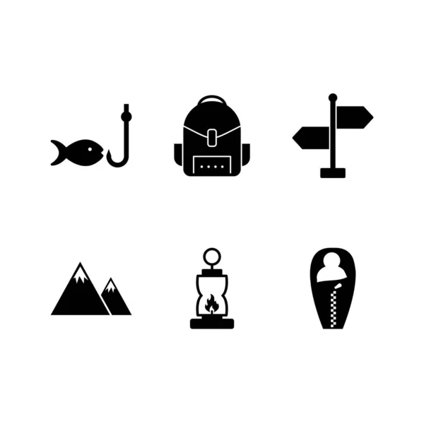 Set Camping Icons Isolated White Background — Stock Vector